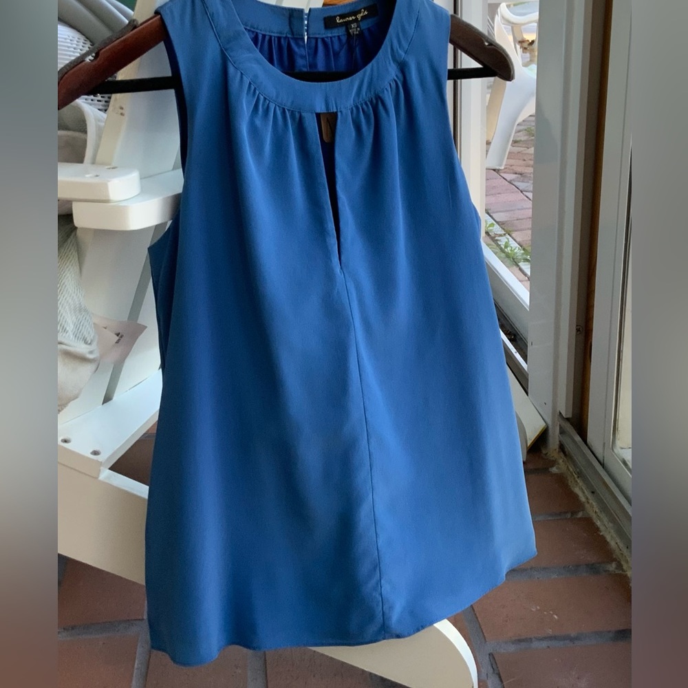 Lauren Gold Blue Sleeveless Top XS NWT